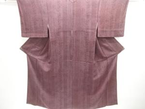 縮緬地　縞に花模様小紋着物